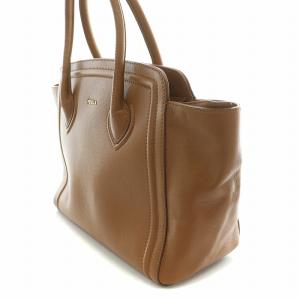 FURLA College カレッジ トートバッグ ハンドバッグ レザー ロゴ 装飾 茶 ブラウン