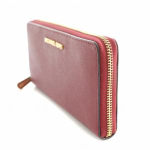 MICHAEL KORS 長財布 ロングウォレット ラウンドファスナー レザー ロゴ 装飾 赤 レッド