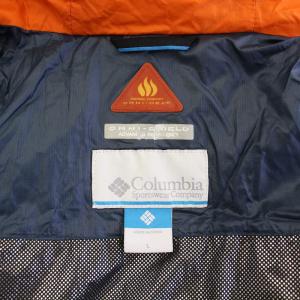Columbia ダウンジャケット アウター ジップアップ フード ロゴ 刺繍 L 紺 ネイビー