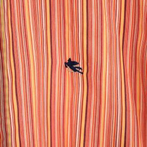 ETRO シャツ ボタンフライ 長袖 ストライプ柄 ロゴ刺繍 43 赤 レッド オレンジ /YT H