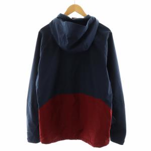 Columbia パーカー ジップアップ ロゴ L 紺 ネイビー 赤 レッド