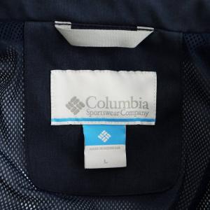 Columbia パーカー ジップアップ ロゴ L 紺 ネイビー 赤 レッド