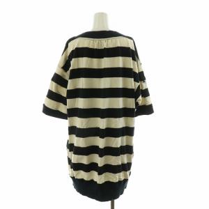 BURBERRY LONDON Tシャツ プルオーバー ワイド ボーダー プリント 半袖 38 ブラック ホワイト E1P35-183-09