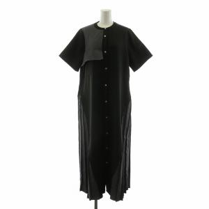 シャツワンピース プリーツ 切替 ロング F ブラック グレー HAL07243AD /NQ MA