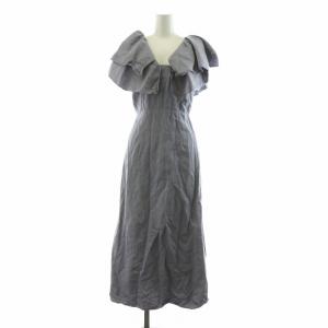 フリルカラーノースリーブワンピース ロング 麻 リネン 0 パープル SWFO221059 /NQ MA