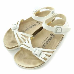 BALI バリサンダル アンクルストラップ フラット レザー 37 24cm 白 ホワイト ベージュ