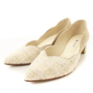パンプス ツイード切替 24cm ベージュ /MM OF