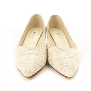 DIANA パンプス ツイード切替 24cm ベージュ /MM OF