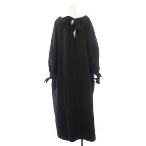 nagonstans 21SS ワンピース ロング 長袖 リボン 38 M 黒 ブラック /KH