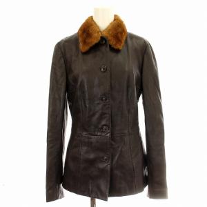 レザージャケット 45218 ミンク 裏レオパード 40 ブラウン