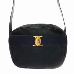 ヴァラ ショルダーバッグ ヌバックレザー ポシェット ネイビー /G