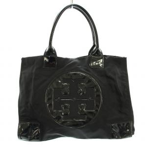 トートバッグ ナイロン パテントレザー 黒 ブラック /YT