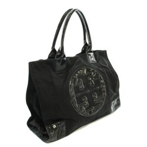 TORY BURCH トートバッグ ナイロン パテントレザー 黒 ブラック /YT
