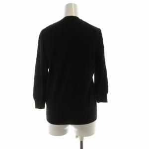 YVES SAINT LAURENT カットソー Vネック ロゴ プレート 七分袖 M 黒 ブラック