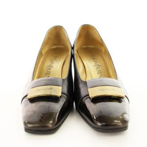 YVES SAINT LAURENT パンプス スクエアトゥ 35 黒 /MM