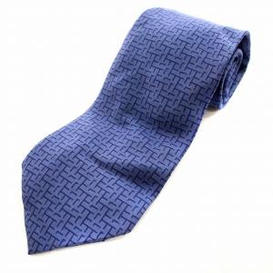 ネクタイ H柄 シルク 青 ネイビー