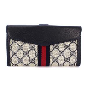 GUCCI GGスプリーム 長財布 シェリーライン ブラック アイボリー