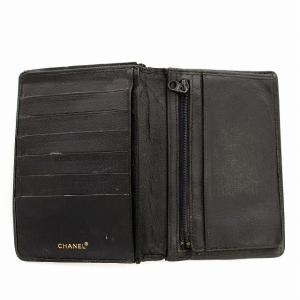 CHANEL 財布 ココマーク 二つ折り レザー 5番台 黒 ブラック