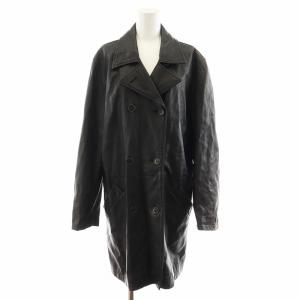 オールドコーチ コート ロング丈 レザー USA製 L 黒 ブラック /AN21