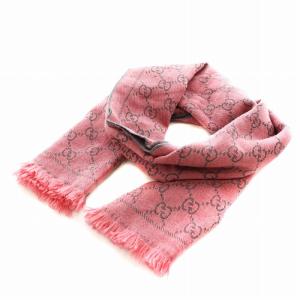 GG柄 マフラー フリンジ ウール ピンク /AN29 OH