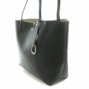 LAUREN RALPH LAUREN トートバッグ ハンドバッグ レザー ポーチ付き 千鳥格子 黒 ブラック /BB
