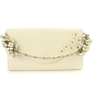 長財布 ウォレット 花柄 チャーム 白