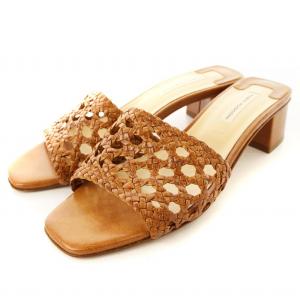 ミュール サンダル チャンキーヒール 36 茶 /MM MA