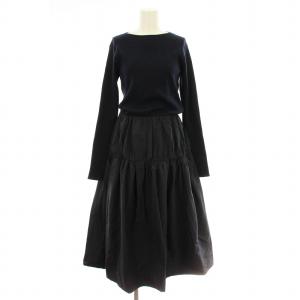 09WN0225004 ワンピース フレア ロング マキシ 長袖 ドッキング ニット切替 ティアード 1