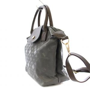 russet DAILY RUSSET ショルダーバッグ トートバッグ 2WAY PVC レザー 総柄 グレー 茶 ブラウン