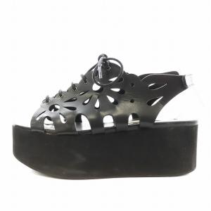 STELLA McCARTNEY サンダル ストラップ 厚底 レースアップ 37 黒 ブラック