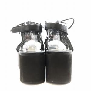 STELLA McCARTNEY サンダル ストラップ 厚底 レースアップ 37 黒 ブラック