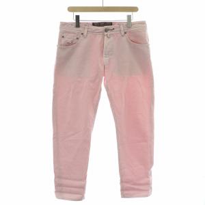 Tailored Jeans テーラードジーンズ デニムパンツ ボタンフライ ロゴ 麻 リネン混 W34