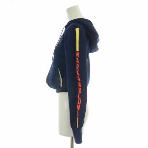 MARK&LONA ジップアップパーカー ジャケット アウター ストレッチ ドクロ ロゴ M 青 ブルー /BB