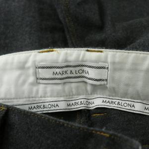 MARK&LONA ゴルフウェア テーパードパンツ スラックス ジップフライ ストレッチ ドクロ ロゴ グローブ XL グレー