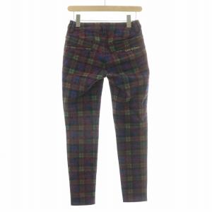 MARK&LONA ゴルフウェア スラックスパンツ ジップフライ ストレッチ ロゴ チェック柄 36 マルチカラー /BB