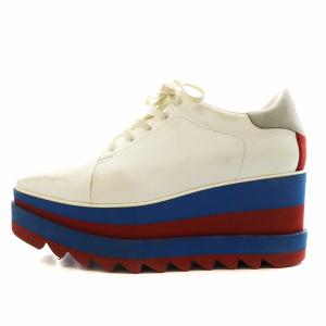 エリス スニーカー シューズ 厚底 ロゴ 36.5 白 ホワイト 赤 レッド 青 ブルー /AN1