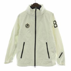 ナイロンジャケット アウター ジップアップ フード ロゴ プリント 白 ホワイト /BB