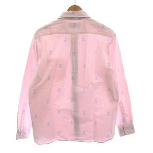 Psycho Bunny シャツ ホリゾンタルカラー ロゴ 総柄 長袖 XL ピンク 水色 181733 SH060 /YM H