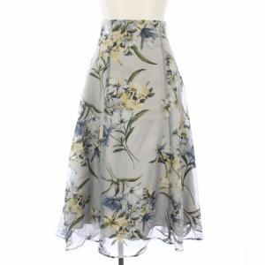 22SS ブーケオパールフレアスカート ロング 花柄 34 水色 32132900 /TK H