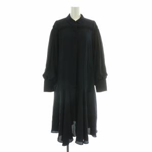 HANAE MORI タックディティールAラインワンピース 38 紺