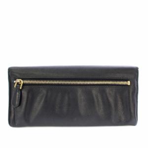 PRADA 長財布 二つ折り財布 サフィアーノ レザー リボン 黒 /TK OH H