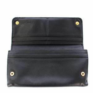 PRADA 長財布 二つ折り財布 サフィアーノ レザー リボン 黒 /TK OH H