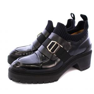 ベルテッドヒール ローファー 37.5 ブラック 182091Z