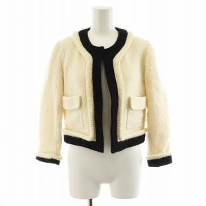 ノーカラージャケット ボア モヘヤ混 0 白 ホワイト /AN24 MA