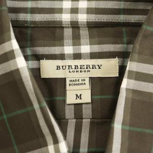 BURBERRY LONDON シャツ 半袖 チェック柄 コットン M カーキ /AN36 MA