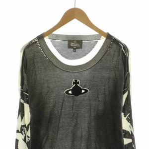 VIVIENNE WESTWOOD MAN Tシャツ ロンT オーブ柄 長袖 48 グレー ホワイト VW-LP-87459 /NQ GY12