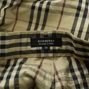 BURBERRY BLACK LABEL スラックスパンツ ボタンフライ ノバチェック ロゴパッチ W73 ベージュ /BB GY12