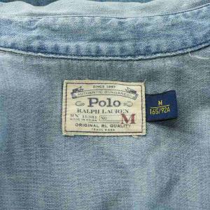 POLO RALPH LAUREN ウエスタンシャツ カジュアル 長袖 レギュラーカラー ダメージ加工 M 水色 ライトブルー /BB GY12