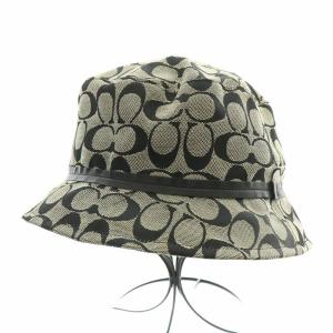 バケットハット バケハ 帽子 シグネチャー ロゴ 総柄 M-L 黒 ブラック ベージュ /BB GY12