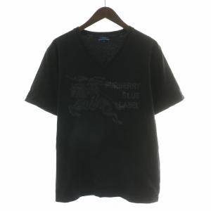 BLUE LABEL Tシャツ 半袖 Vネック ロゴ プリント L 黒 ブラック /BB GY12